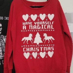 Red Christmas Sweater with White Print